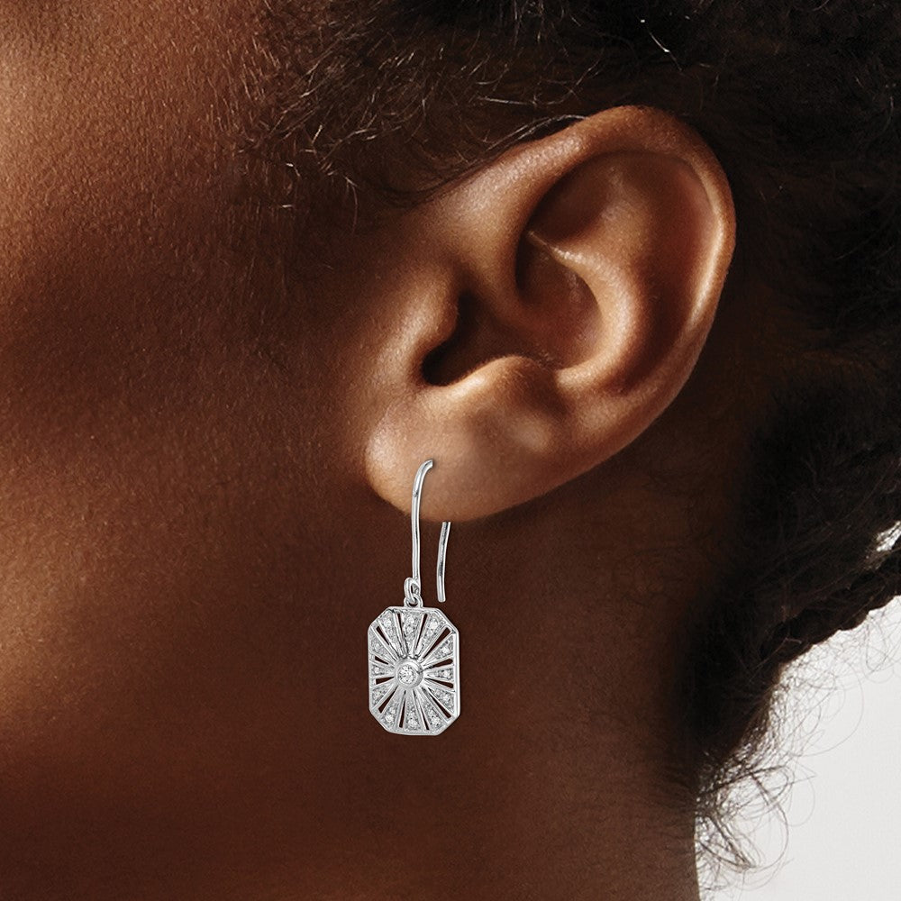 14k White Gold Diamond Vintage Dangle Earrings