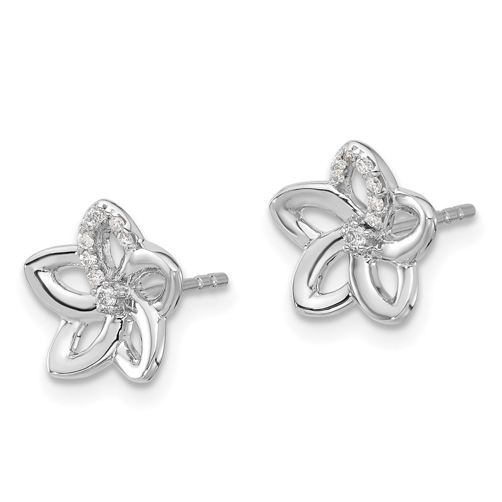 14k White Gold Diamond Flower Earrings