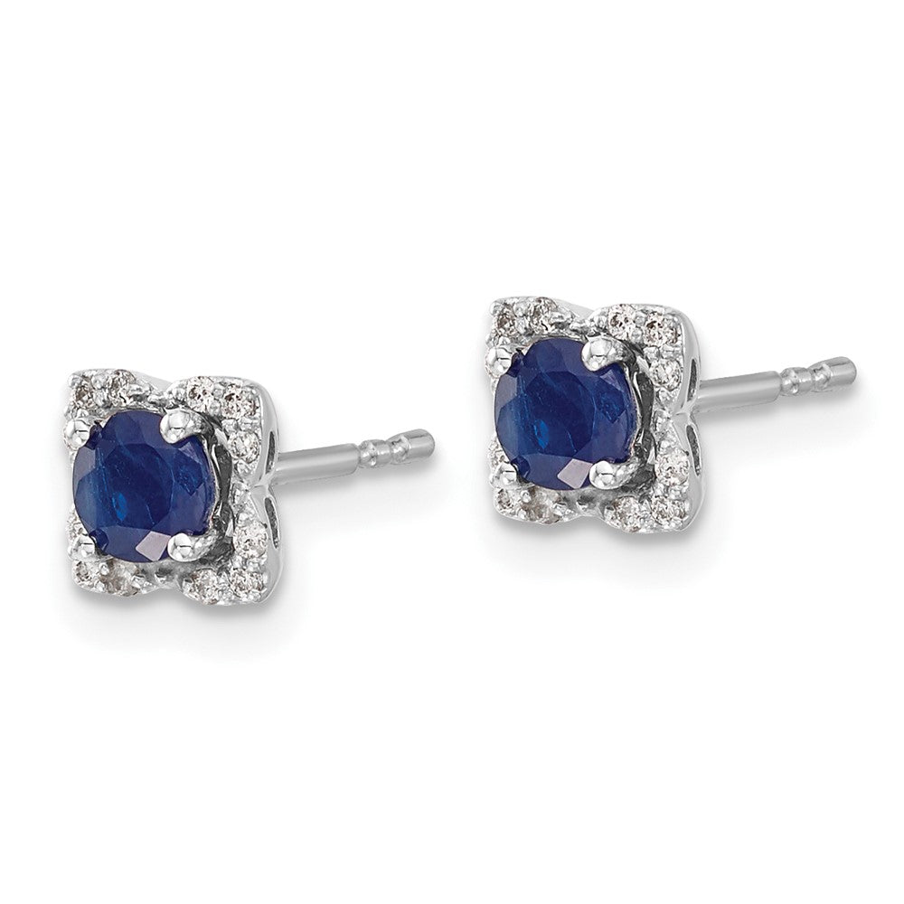 14k White Gold Diamond and Sapphire Stud w/Jacket Earrings