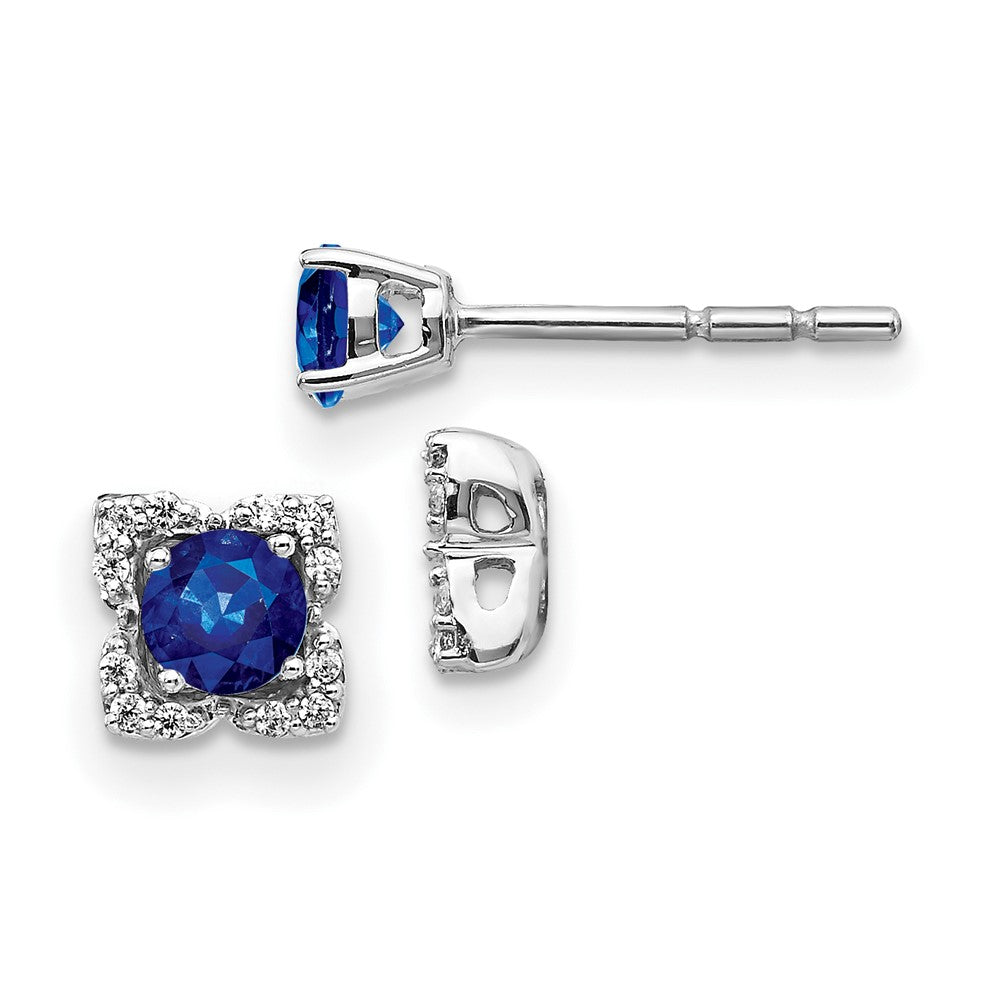 14k White Gold Diamond and Sapphire Stud w/Jacket Earrings