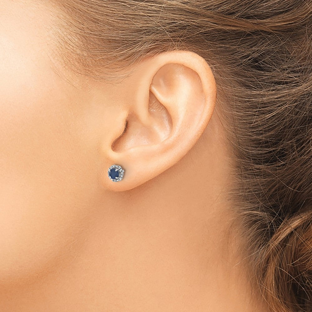 14k White Gold Diamond and Sapphire Stud w/Jacket Earrings