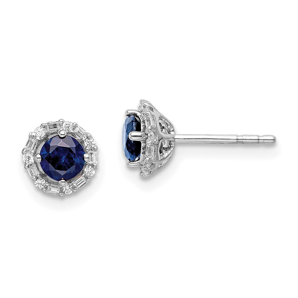 14k White Gold Diamond and Sapphire Stud w/Jacket Earrings