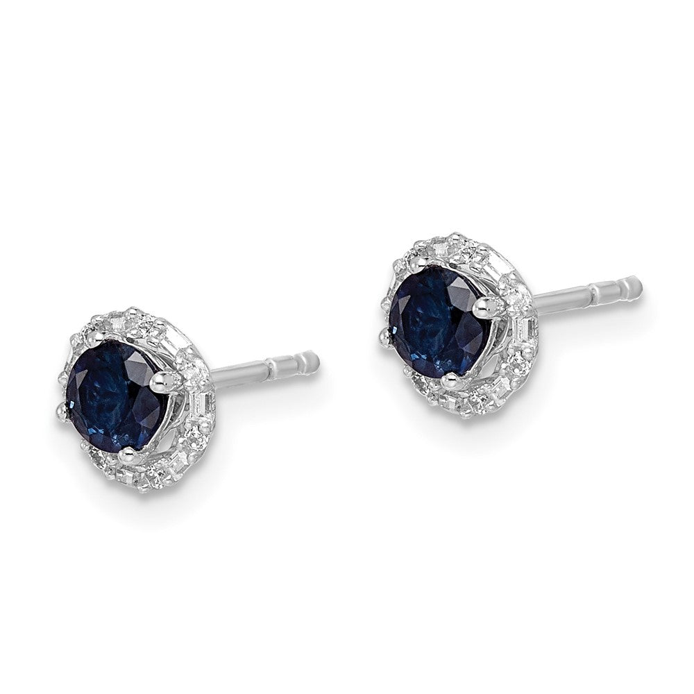14k White Gold Diamond and Sapphire Stud w/Jacket Earrings