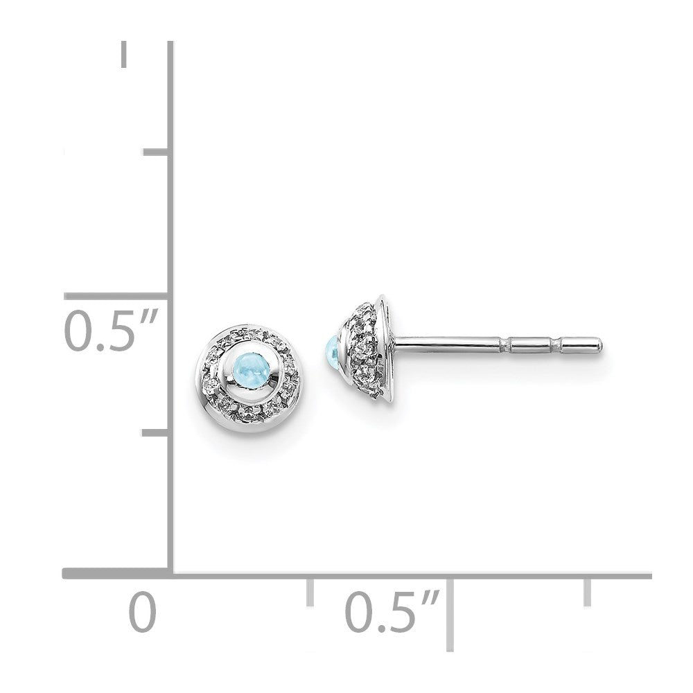 14k White Gold Diamond and Cabochon Aquamarine Earrings