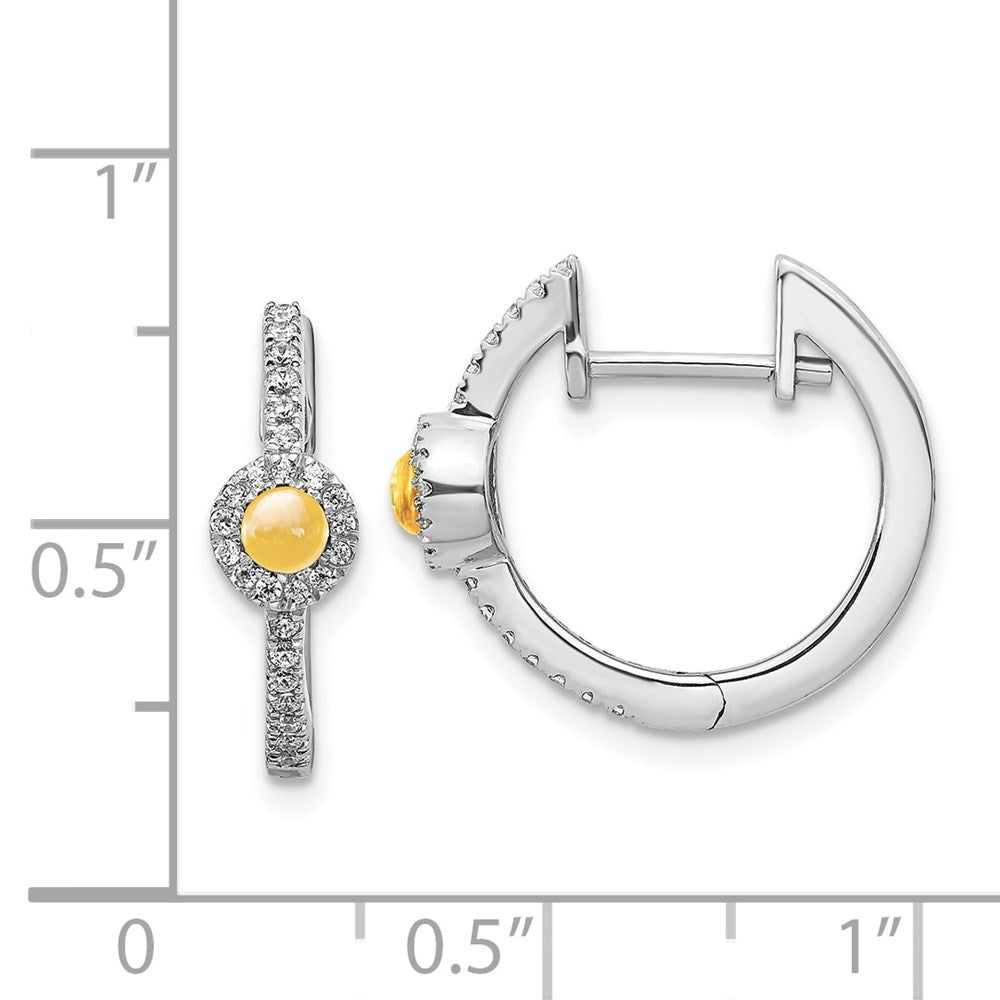 14k White Gold Diamond and Cabochon Citrine Earrings