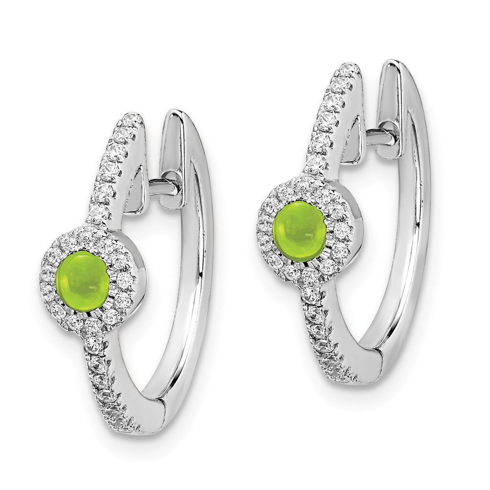 14k White Gold Diamond and Cabochon Peridot Earrings