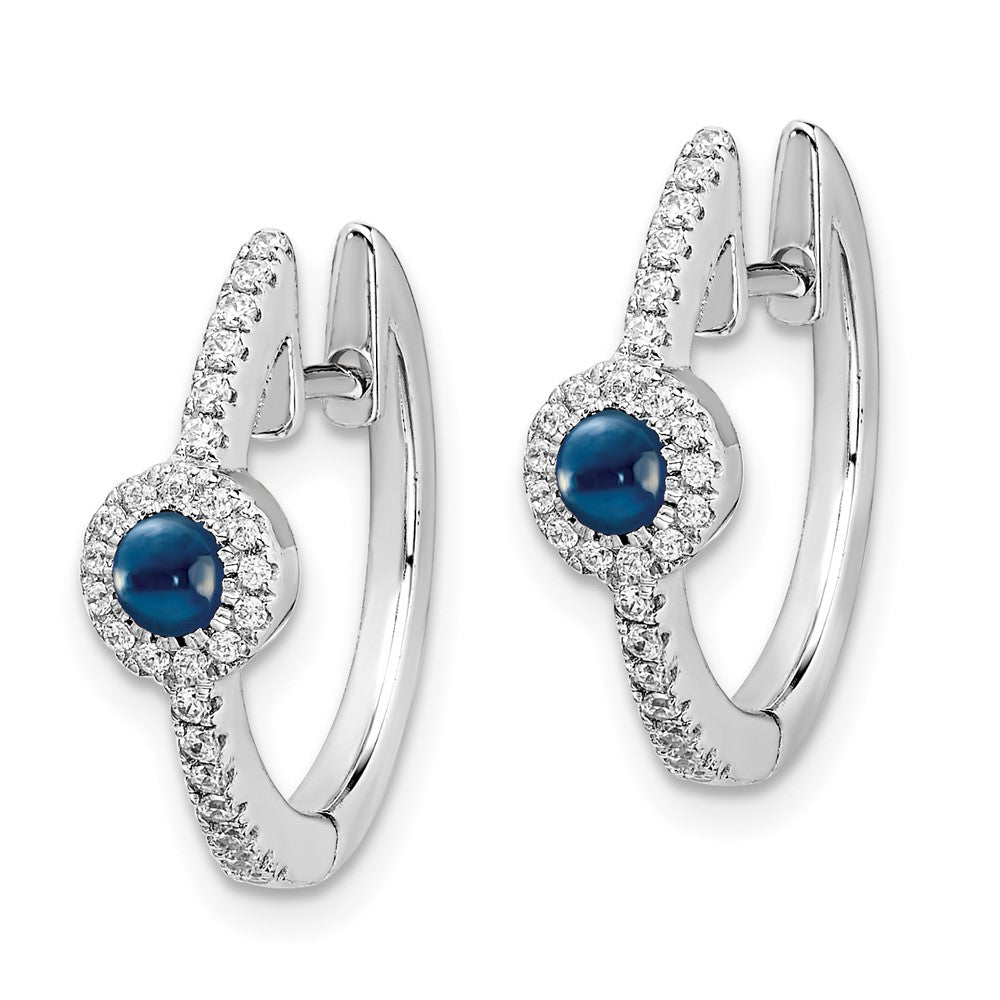 14k White Gold Diamond and Cabochon Sapphire Earrings