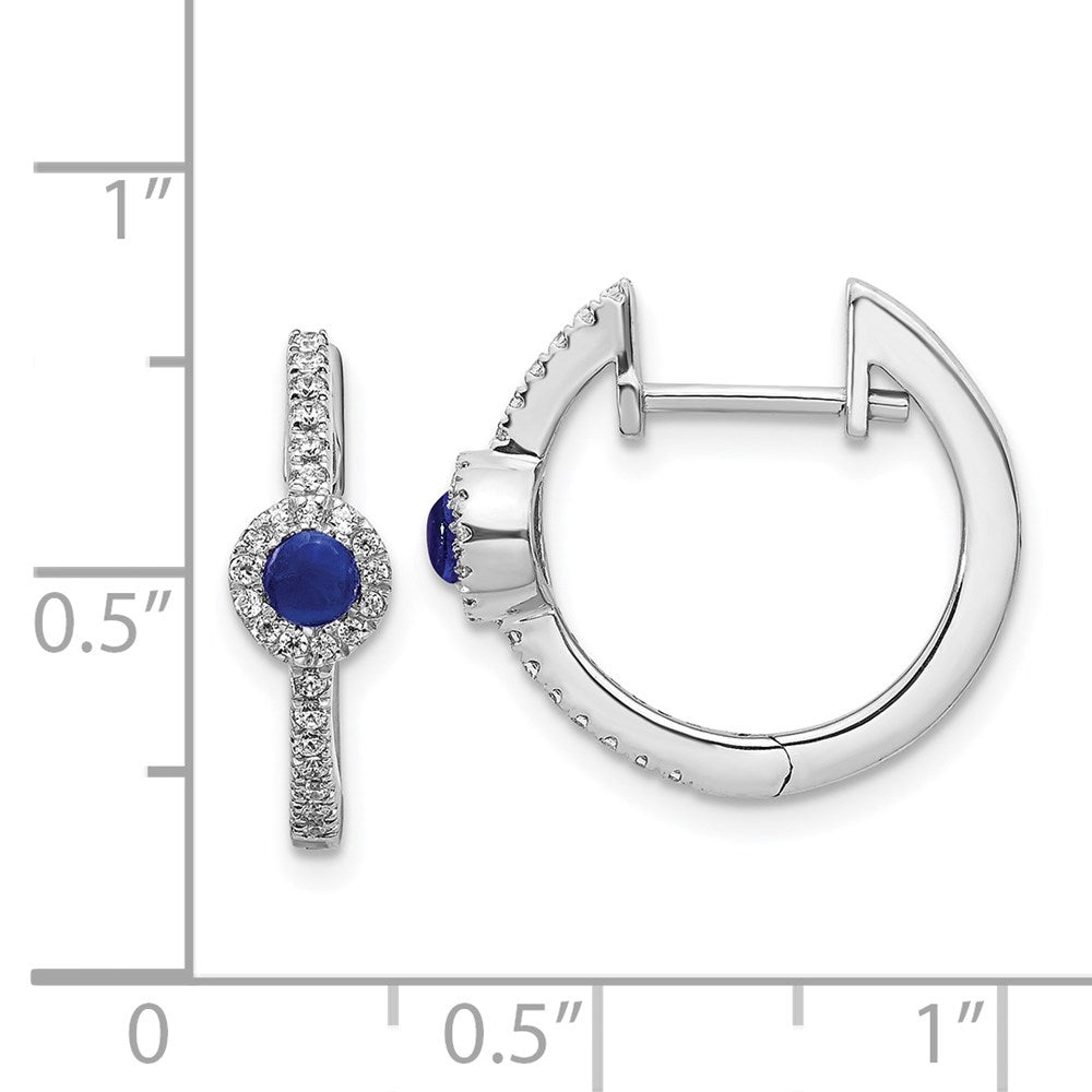 14k White Gold Diamond and Cabochon Sapphire Earrings
