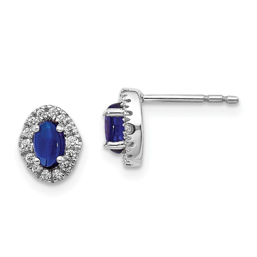 14k White Gold Diamond and Cabochon Sapphire Earrings