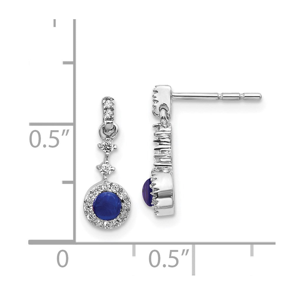 14k White Gold Diamond and Cabochon Sapphire Earrings