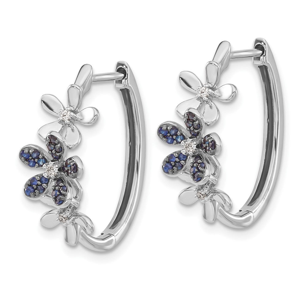 14k White Gold Diamond and Sapphire Earrings