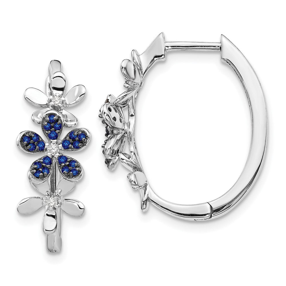 14k White Gold Diamond and Sapphire Earrings