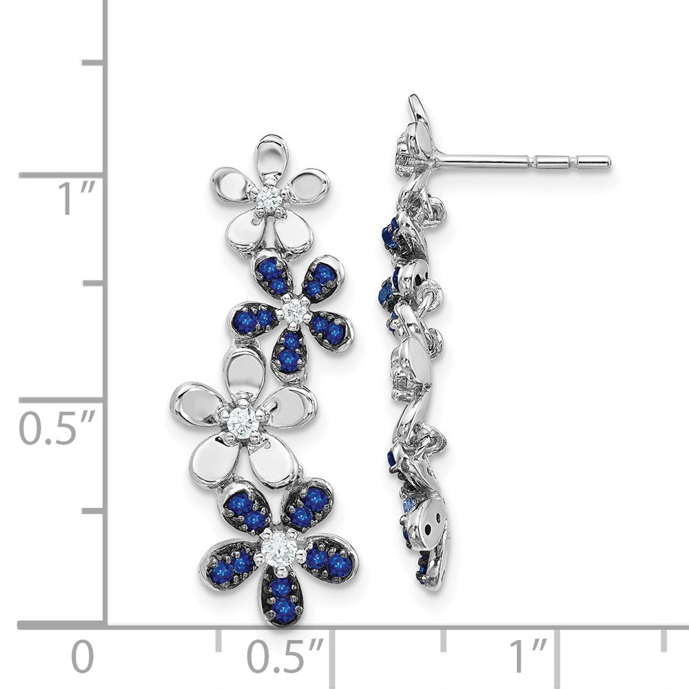 14k White Gold Diamond and Sapphire Earrings