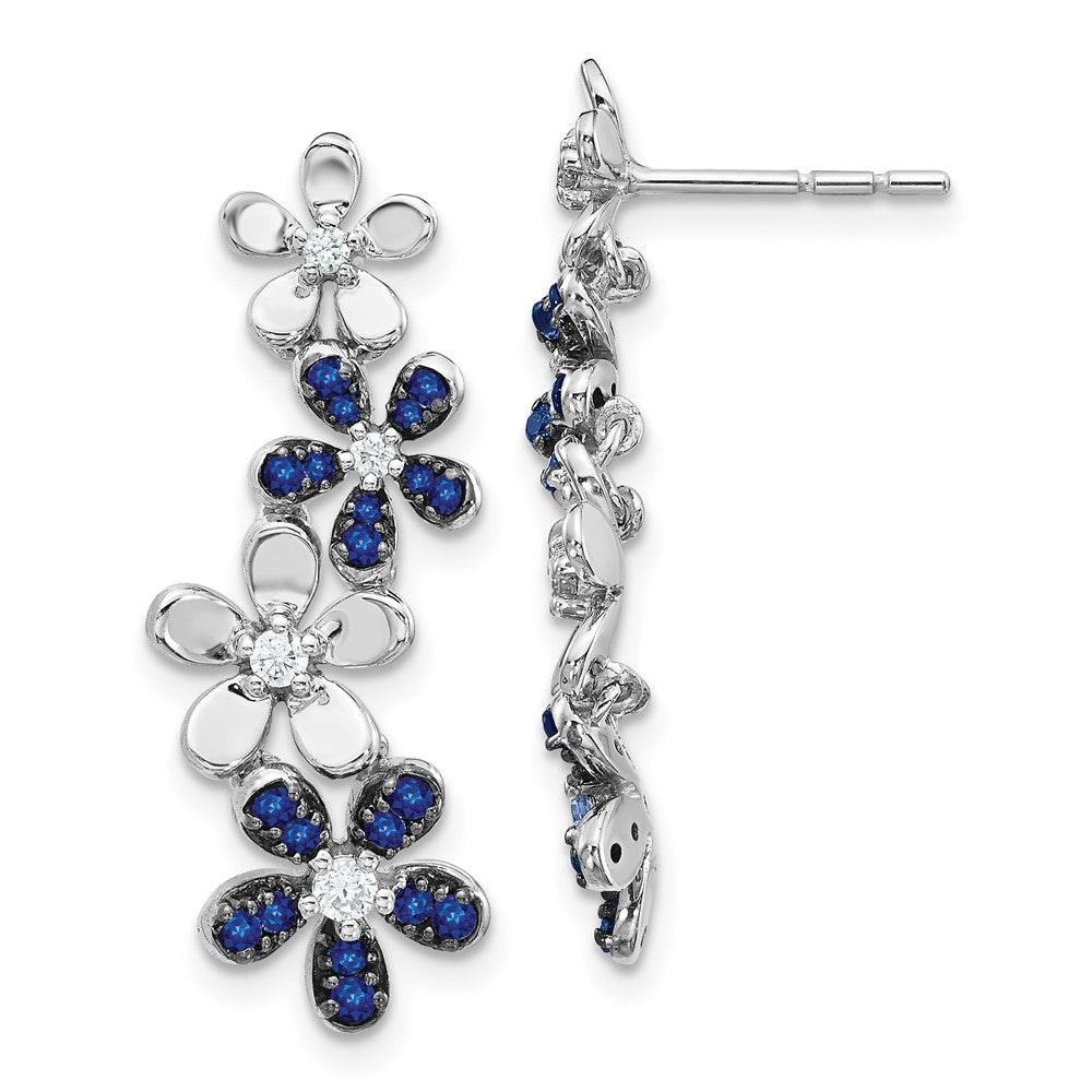 14k White Gold Diamond and Sapphire Earrings