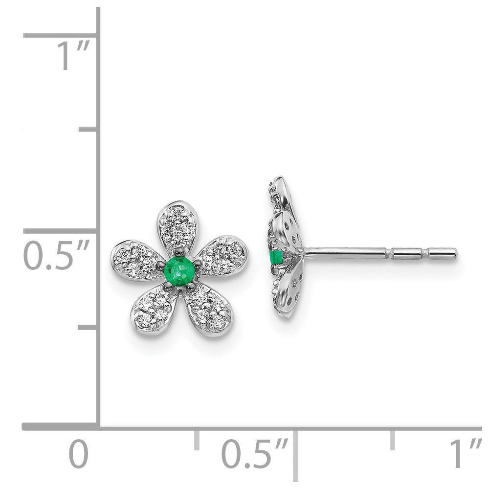 14k White Gold Diamond and Emerald Earrings