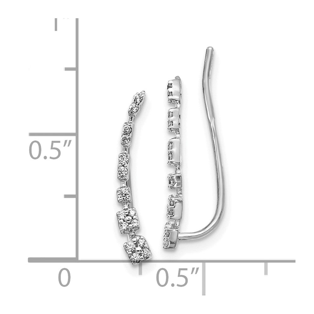10k White Gold Diamond Graduated Ear Climber Earrings