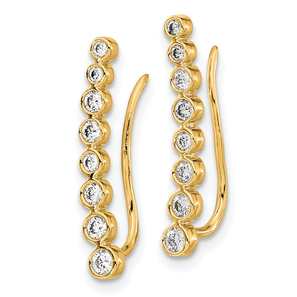 14k Diamond Graduated Ear Climber Earrings