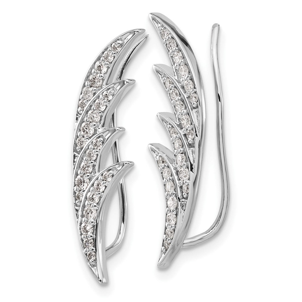 10k White Gold Diamond Ear Climber Earrings