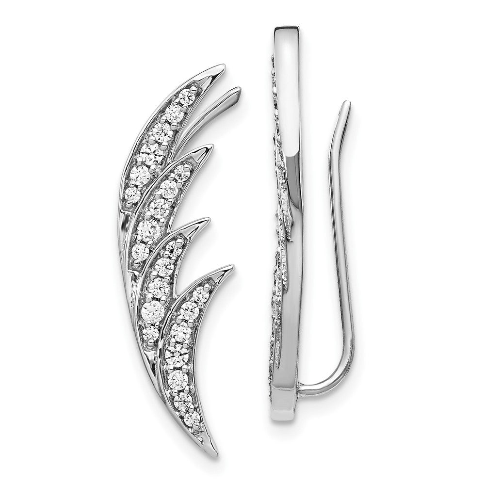 10k White Gold Diamond Ear Climber Earrings