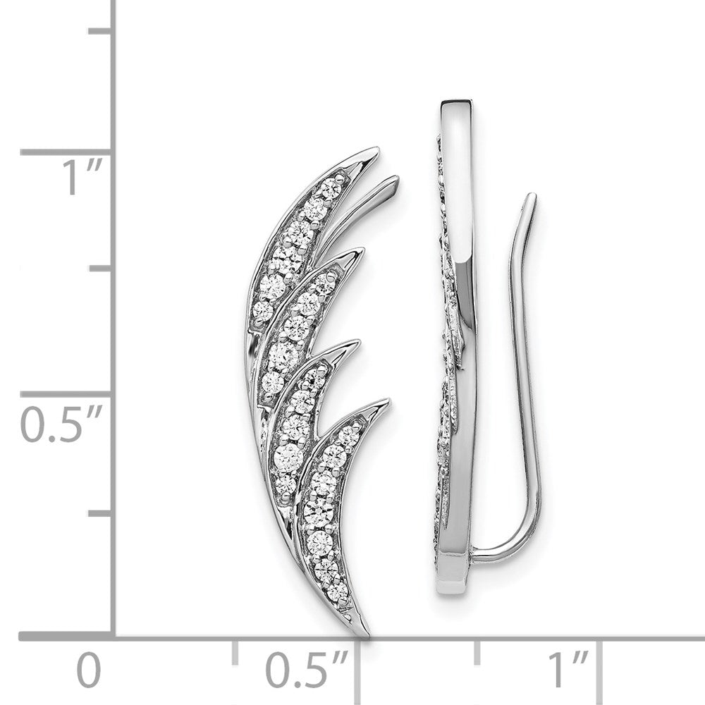 14k White Gold Diamond Ear Climber Earrings