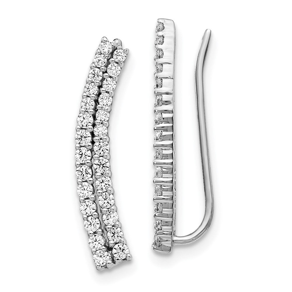 14k White Gold Diamond Ear Climber Earrings