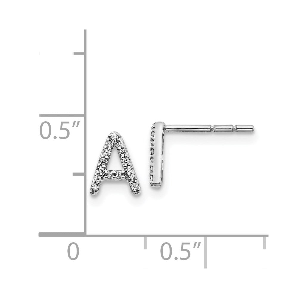 14k White Gold Diamond Initial A Earrings