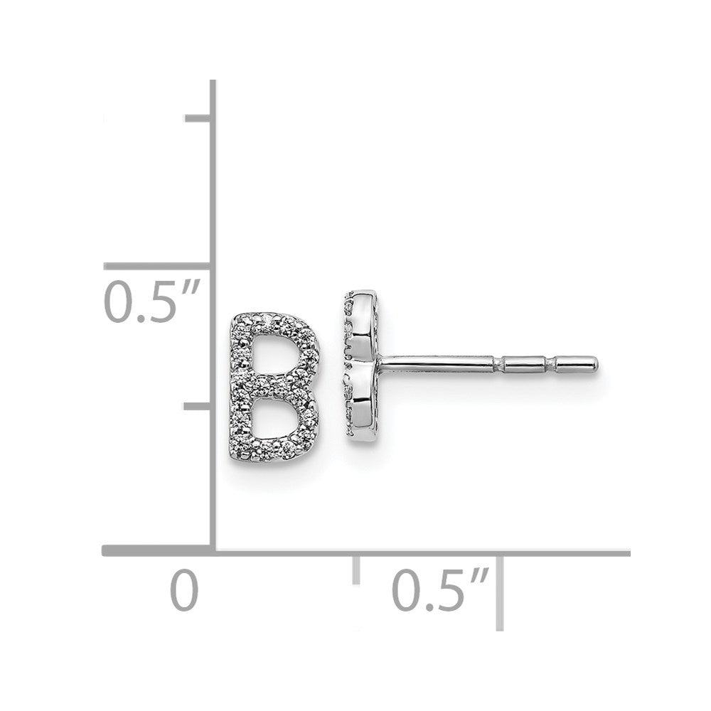 14k White Gold Diamond Initial B Earrings