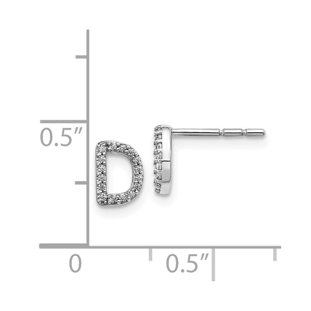 14k White Gold Diamond Initial D Earrings