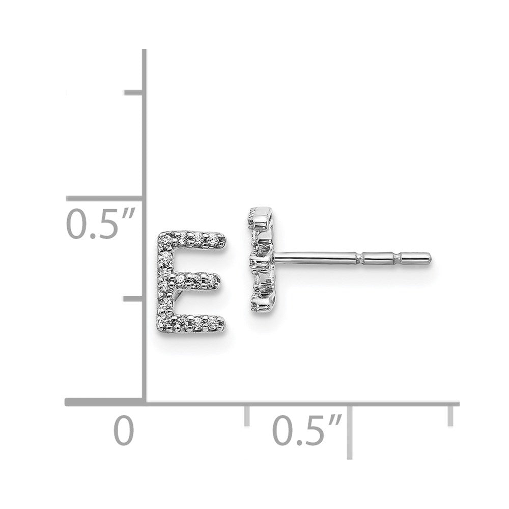 14k White Gold Diamond Initial E Earrings