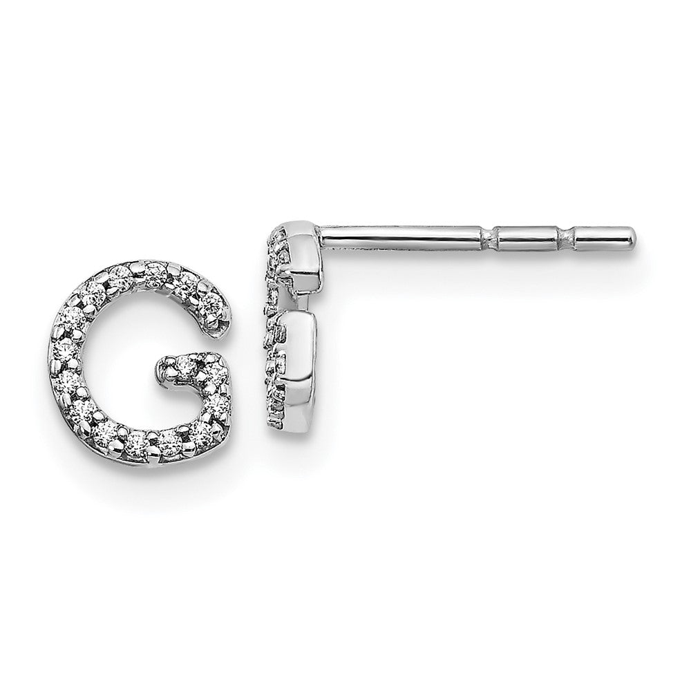 14k White Gold Diamond Initial G Earrings