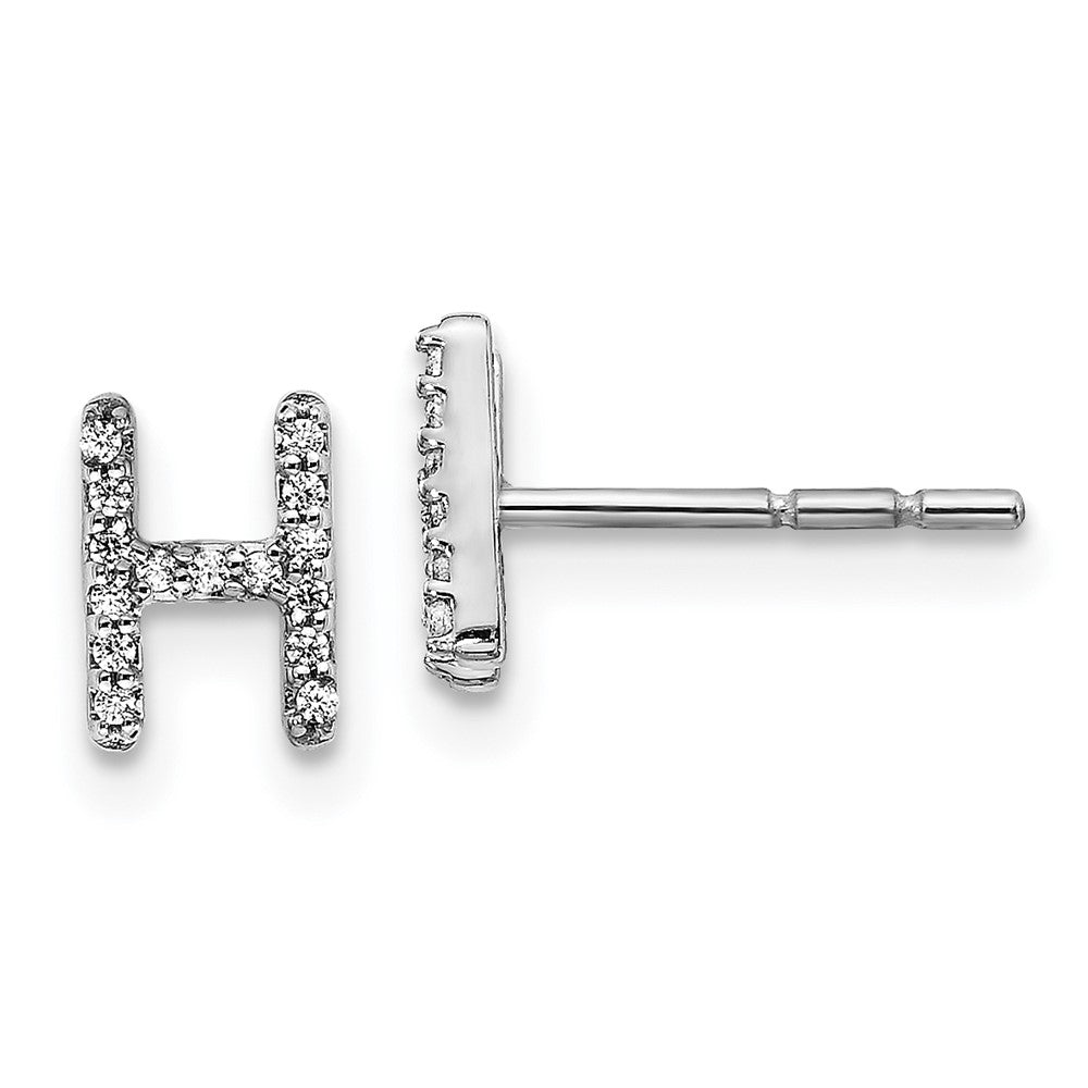14k White Gold Diamond Initial H Earrings