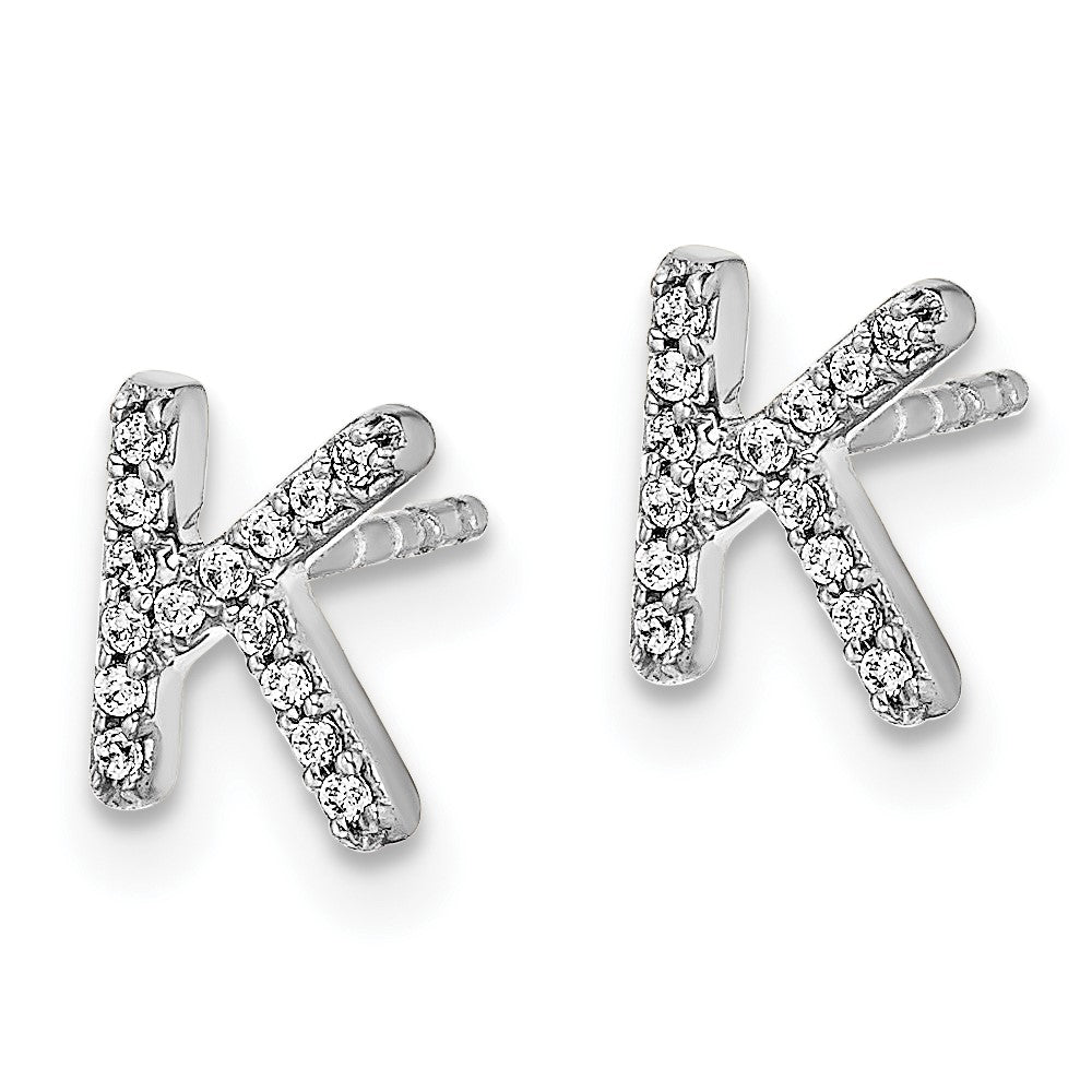 14k White Gold Diamond Initial K Earrings