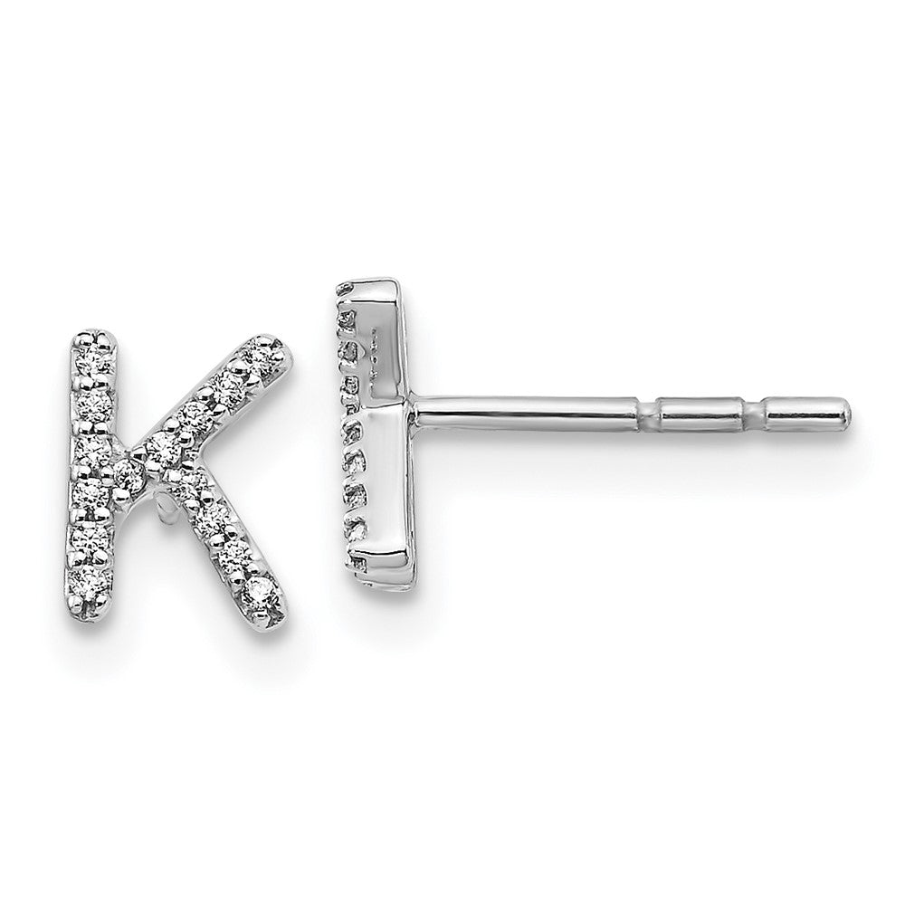 14k White Gold Diamond Initial K Earrings