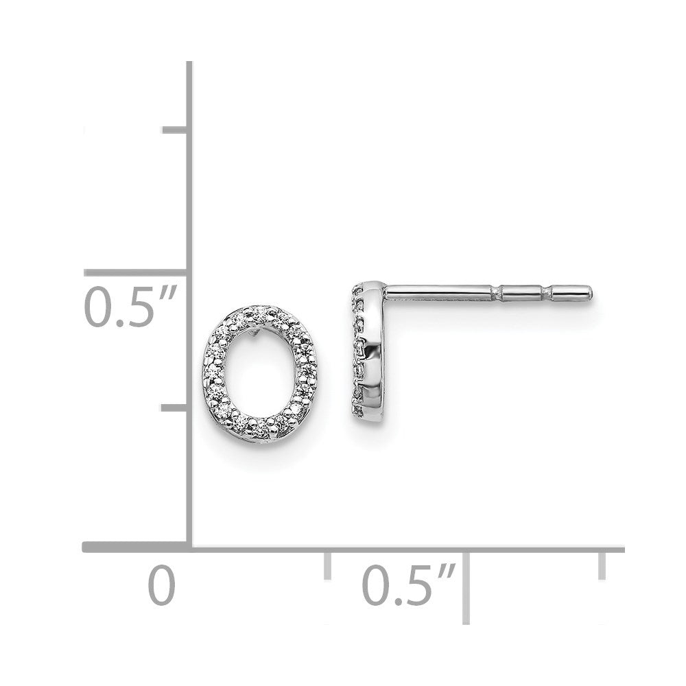 14k White Gold Diamond Initial O Earrings