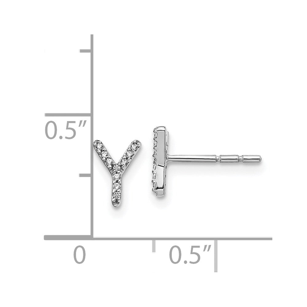 14k White Gold Diamond Initial Y Earrings