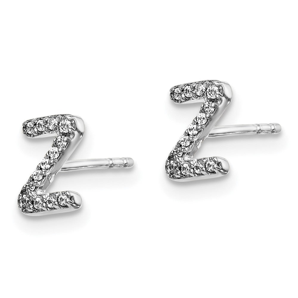 14k White Gold Diamond Initial Z Earrings