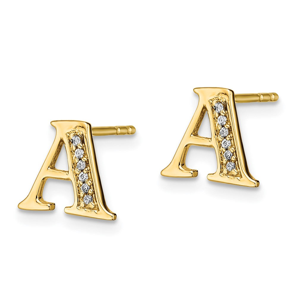 14k Diamond Initial A Earrings