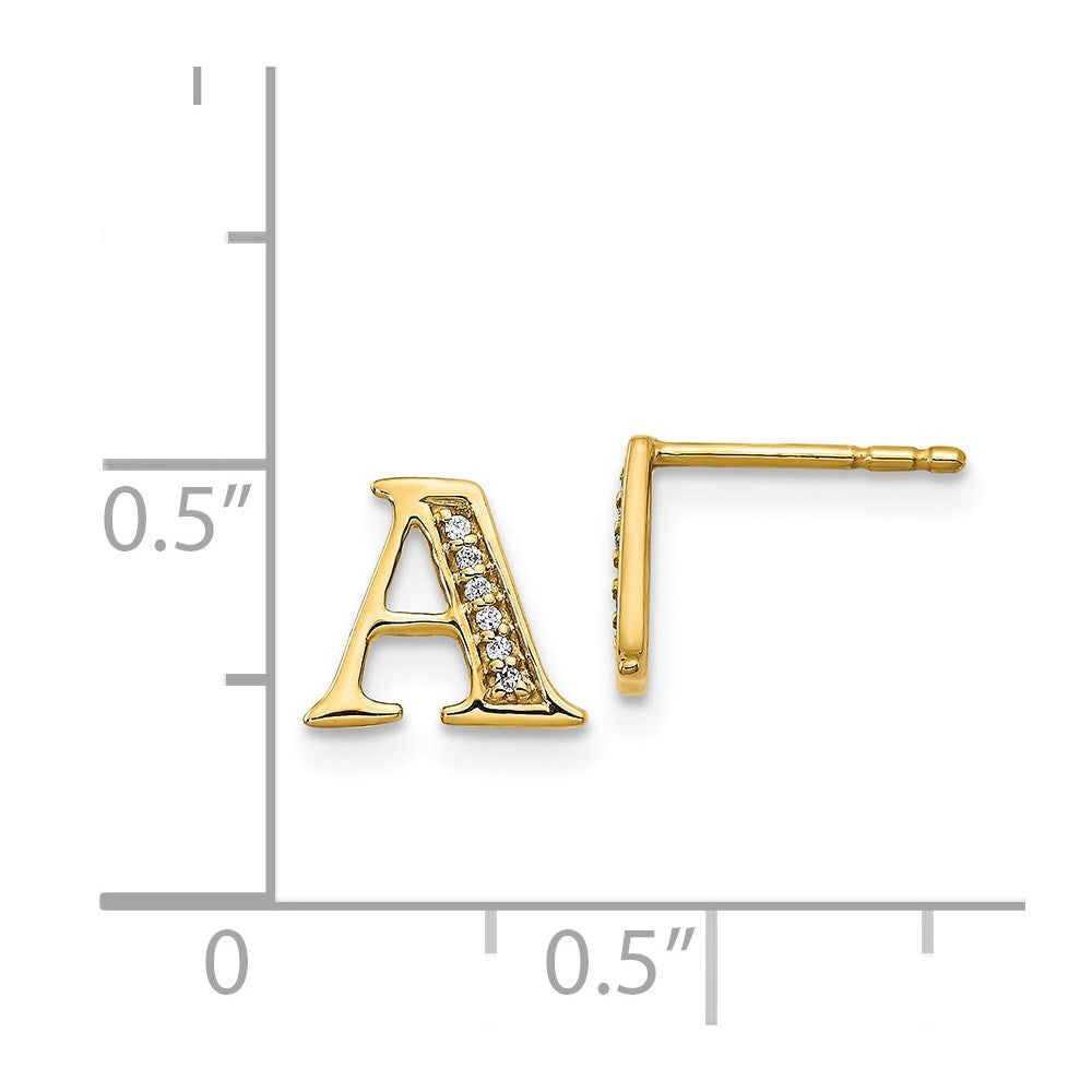 14k Diamond Initial A Earrings
