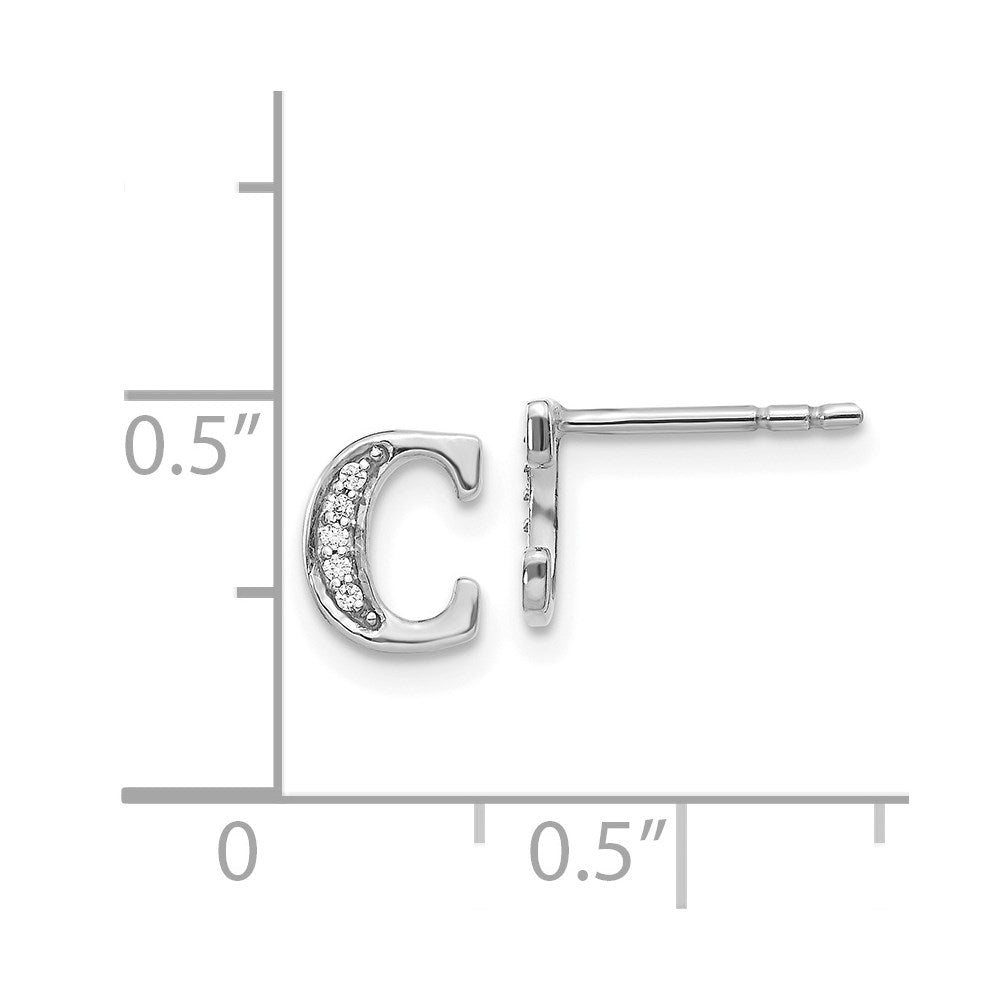14k White Gold Diamond Initial C Earrings