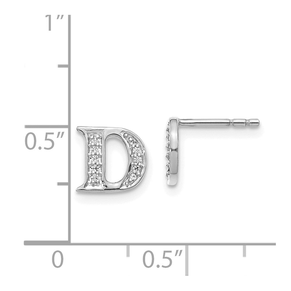 14k White Gold Diamond Initial D Earrings