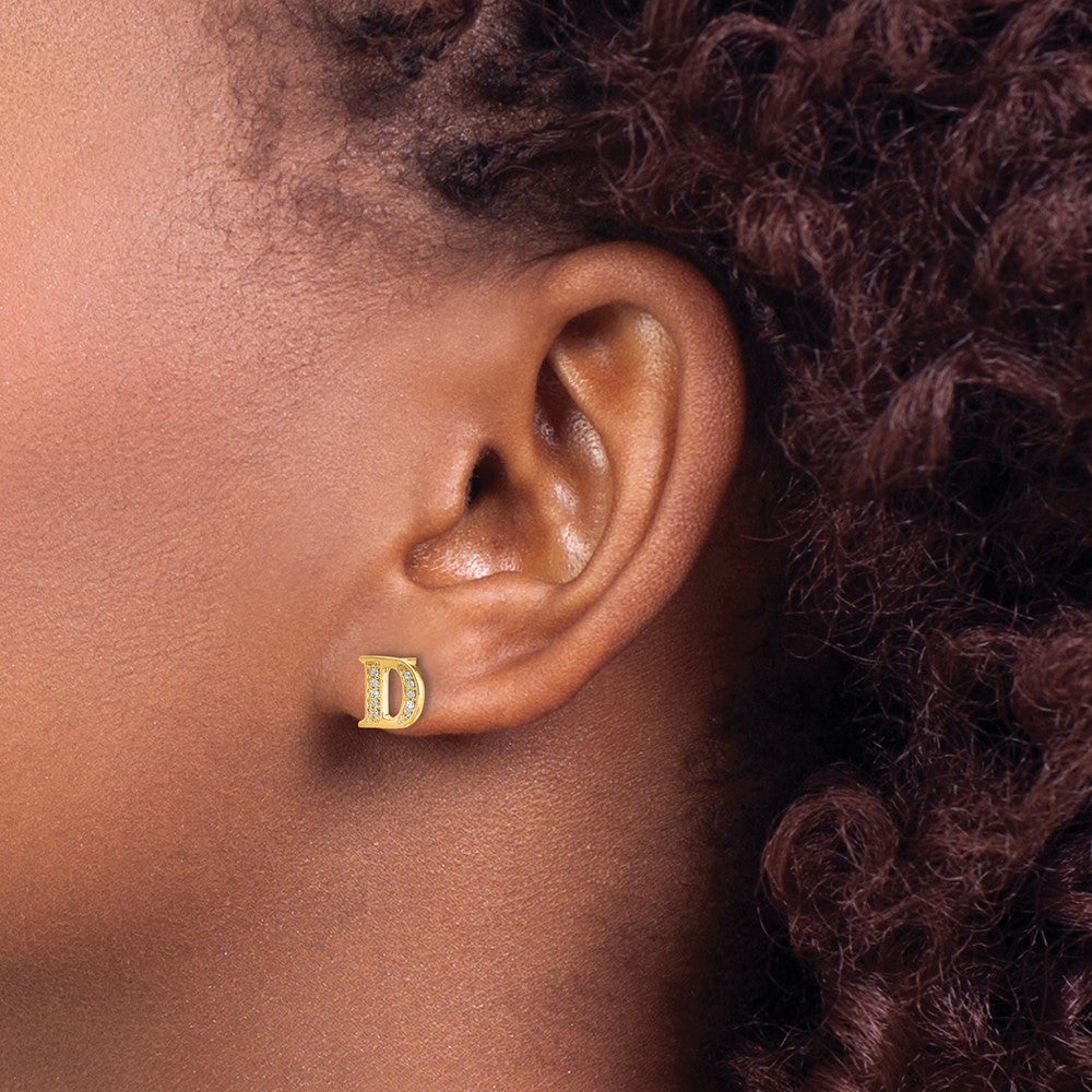 14k Diamond Initial D Earrings
