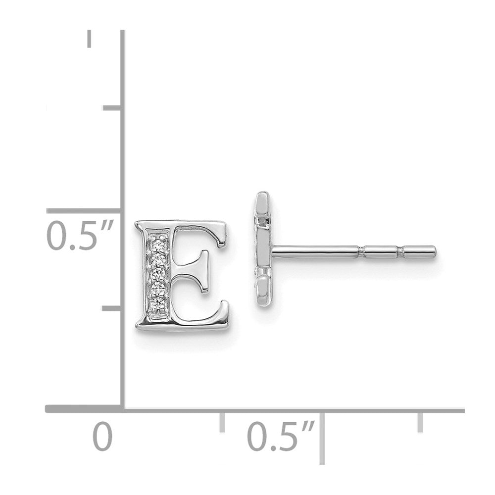 14k White Gold Diamond Initial E Earrings