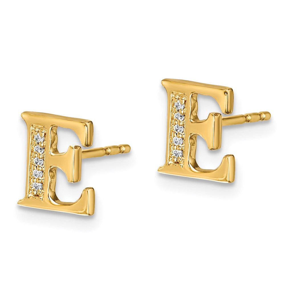 14k Diamond Initial E Earrings