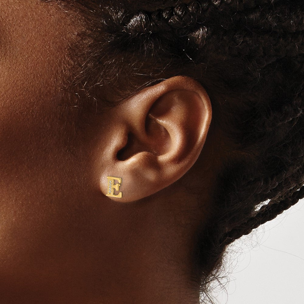 14k Diamond Initial E Earrings