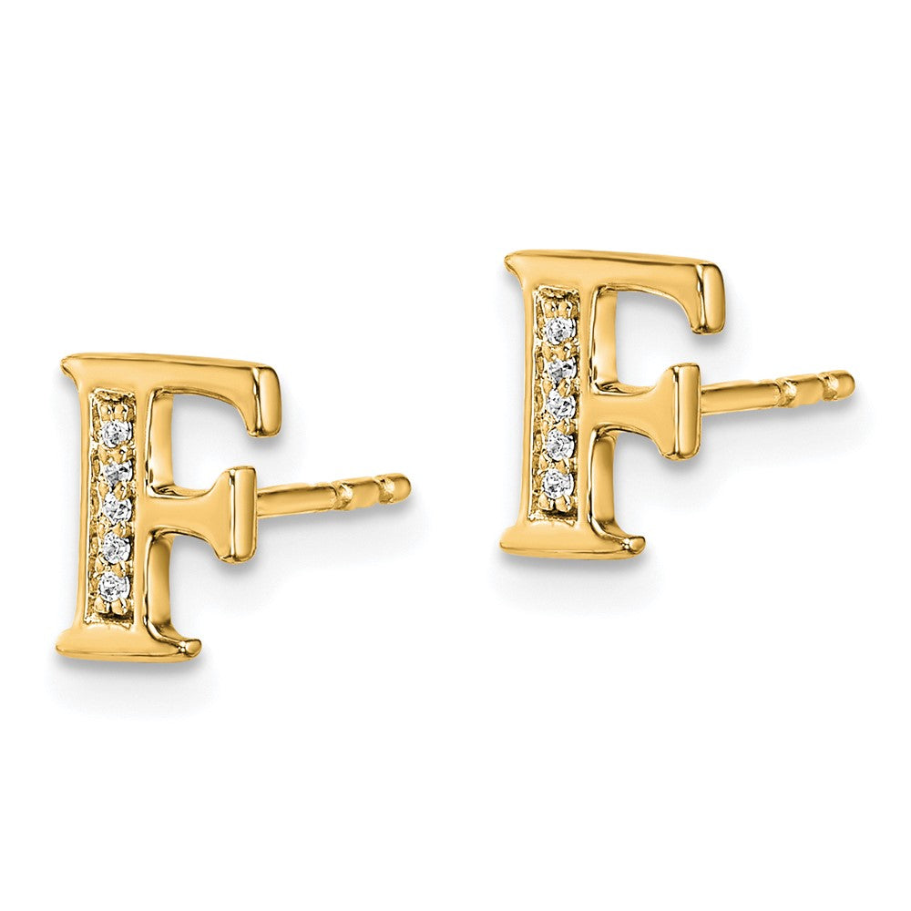 14k Diamond Initial F Earrings