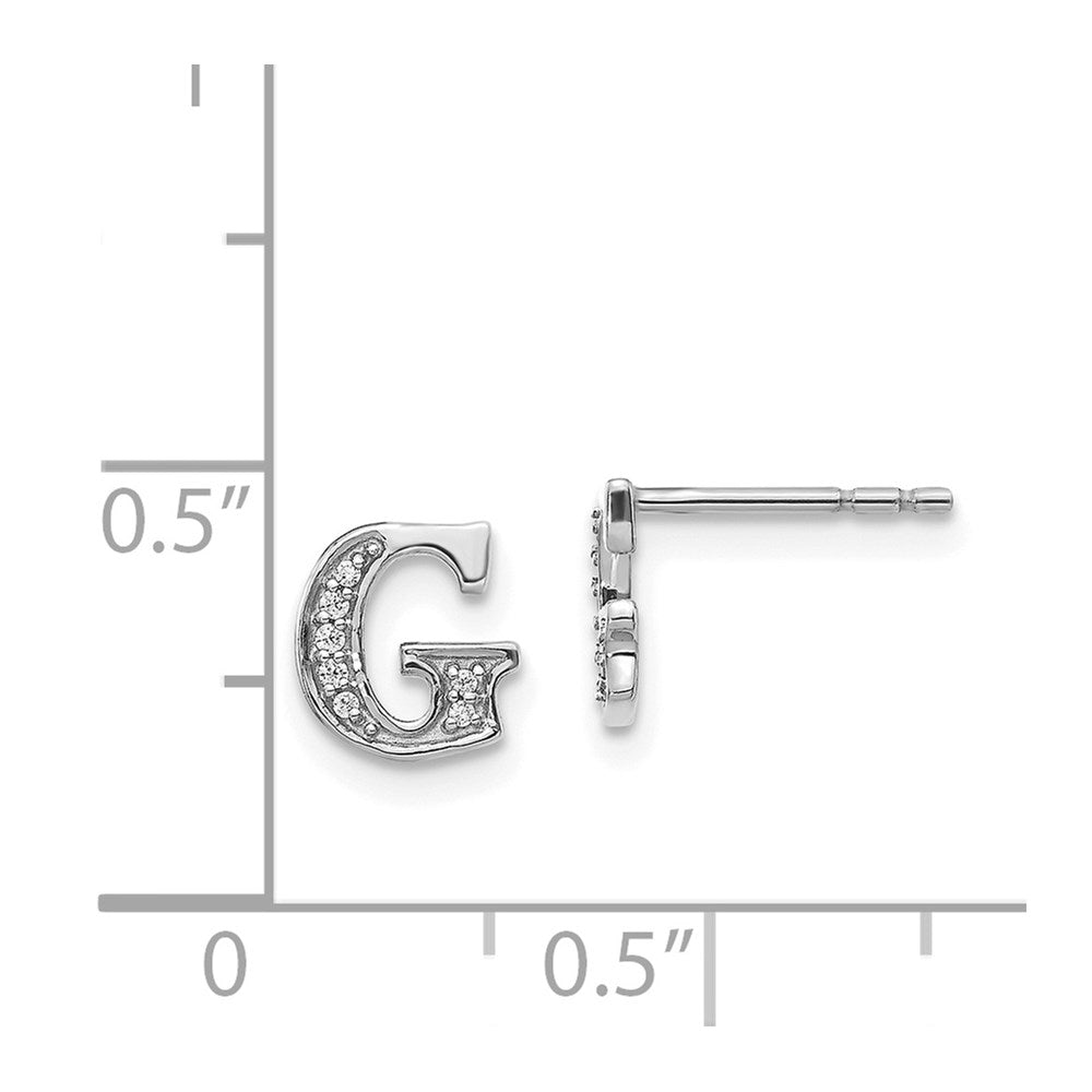 14k White Gold Diamond Initial G Earrings