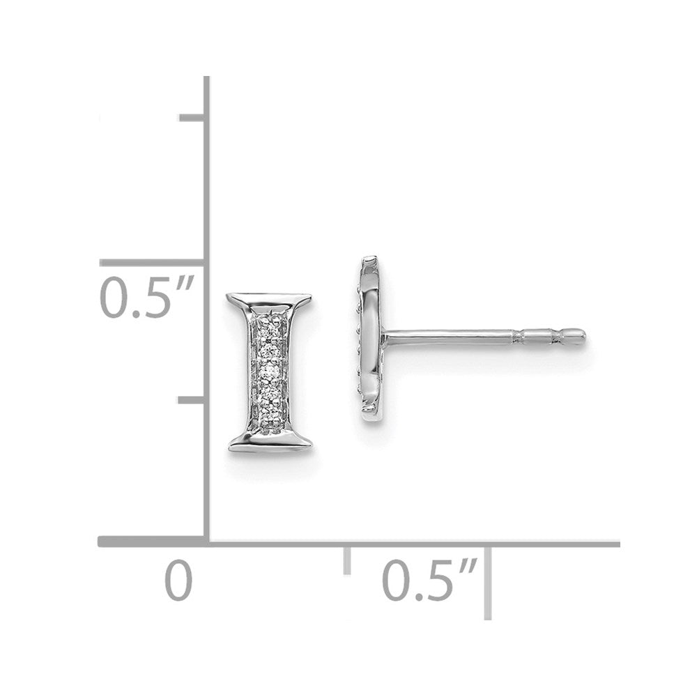 14k White Gold Diamond Initial I Earrings