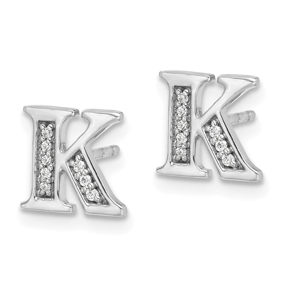 14k White Gold Diamond Initial K Earrings