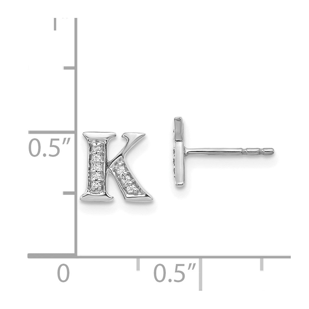 14k White Gold Diamond Initial K Earrings