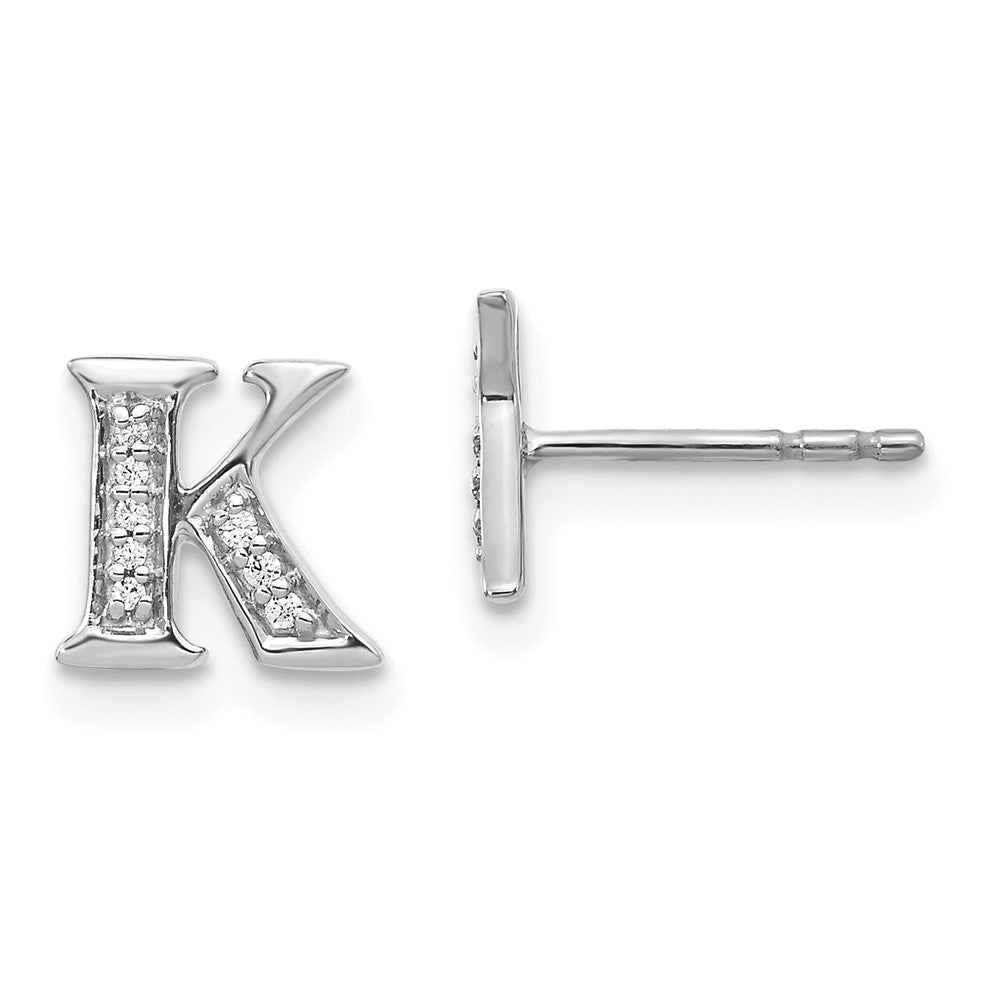 14k White Gold Diamond Initial K Earrings